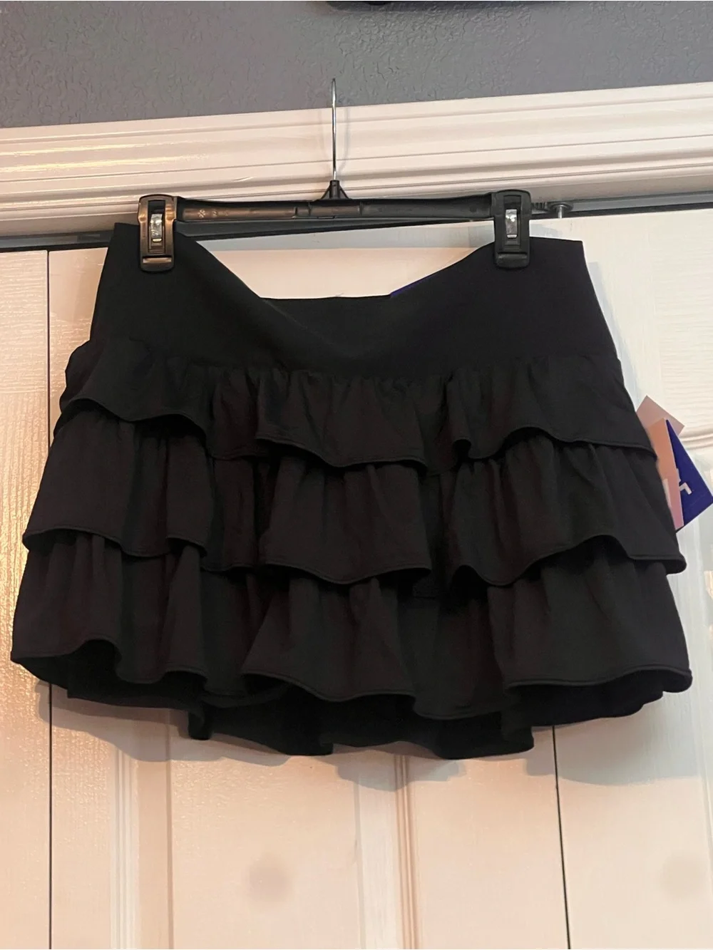 JoyLab Black Tiered Ruffle Active Tennis Skort with Built-In Shorts XL